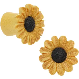 00 Gauge Organic Blonde Wood Fresh SunFlower Saddle Plug Set