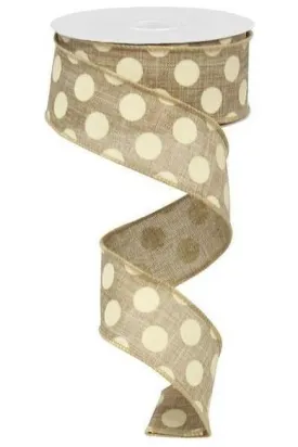 1.5" Medium Dots Ribbon: Beige (10 Yards)