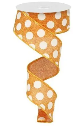 1.5" Medium Polka Dots Canvas Ribbon: Orange (10 Yards)