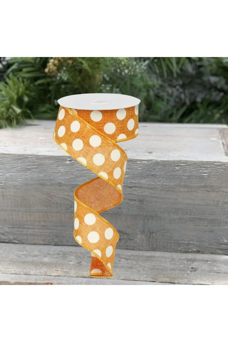 1.5" Medium Polka Dots Canvas Ribbon: Orange (10 Yards)