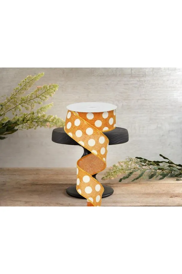 1.5" Medium Polka Dots Canvas Ribbon: Orange (10 Yards)