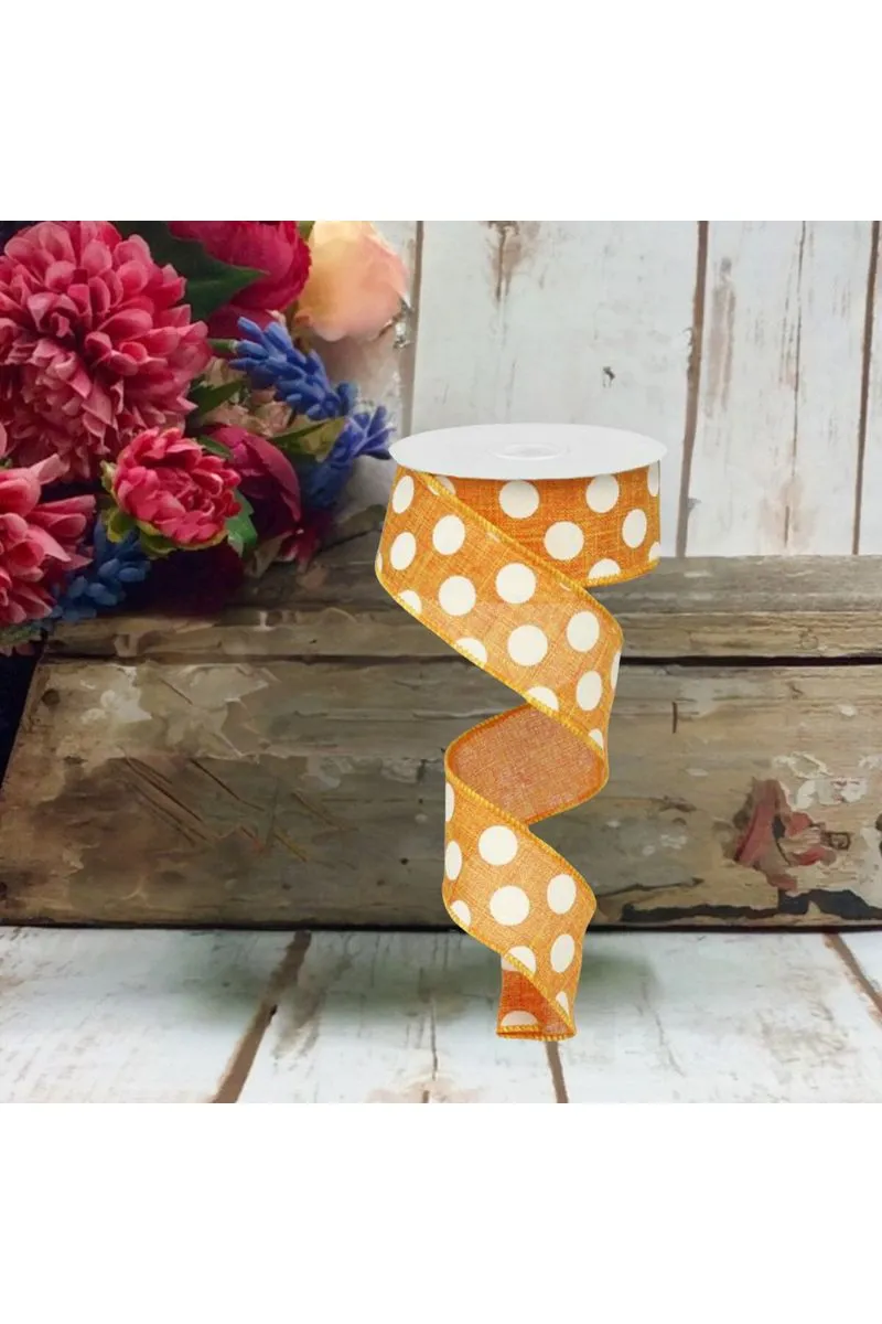 1.5" Medium Polka Dots Canvas Ribbon: Orange (10 Yards)