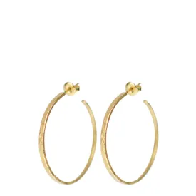 18K Gold Medium Hammered Hoop Earrings