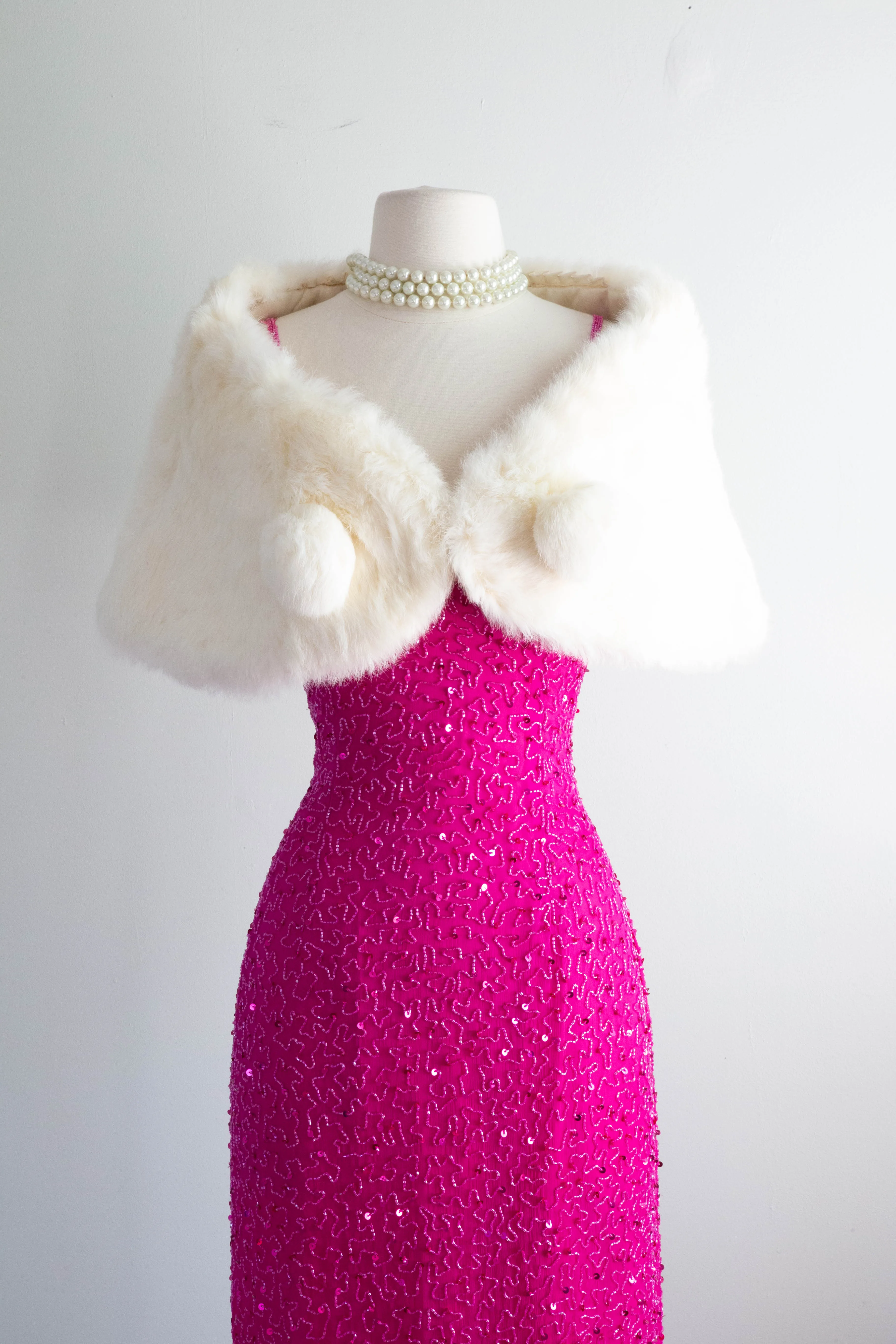 1950's White Fur Evening Wrap / OS