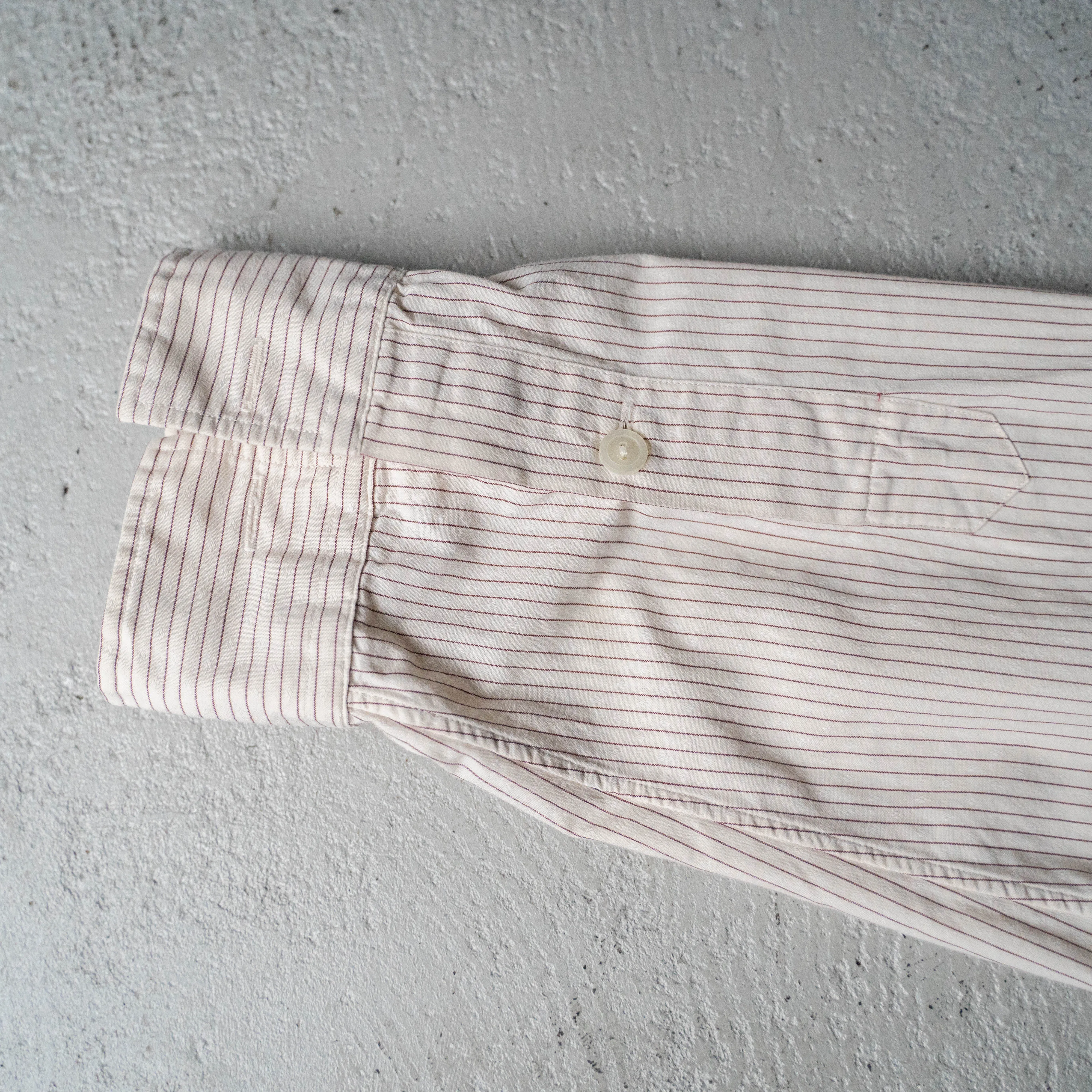 1990s Ralph Lauren ecru base stripe dress shirt -merton dress- 'no pony'