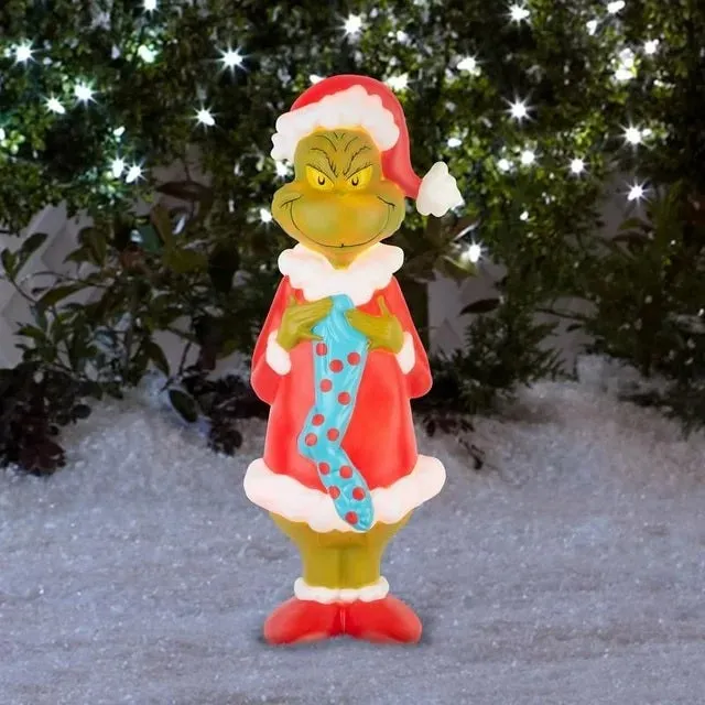 24" Dr. Seuss Grinch with Christmas Stocking Blow Mold