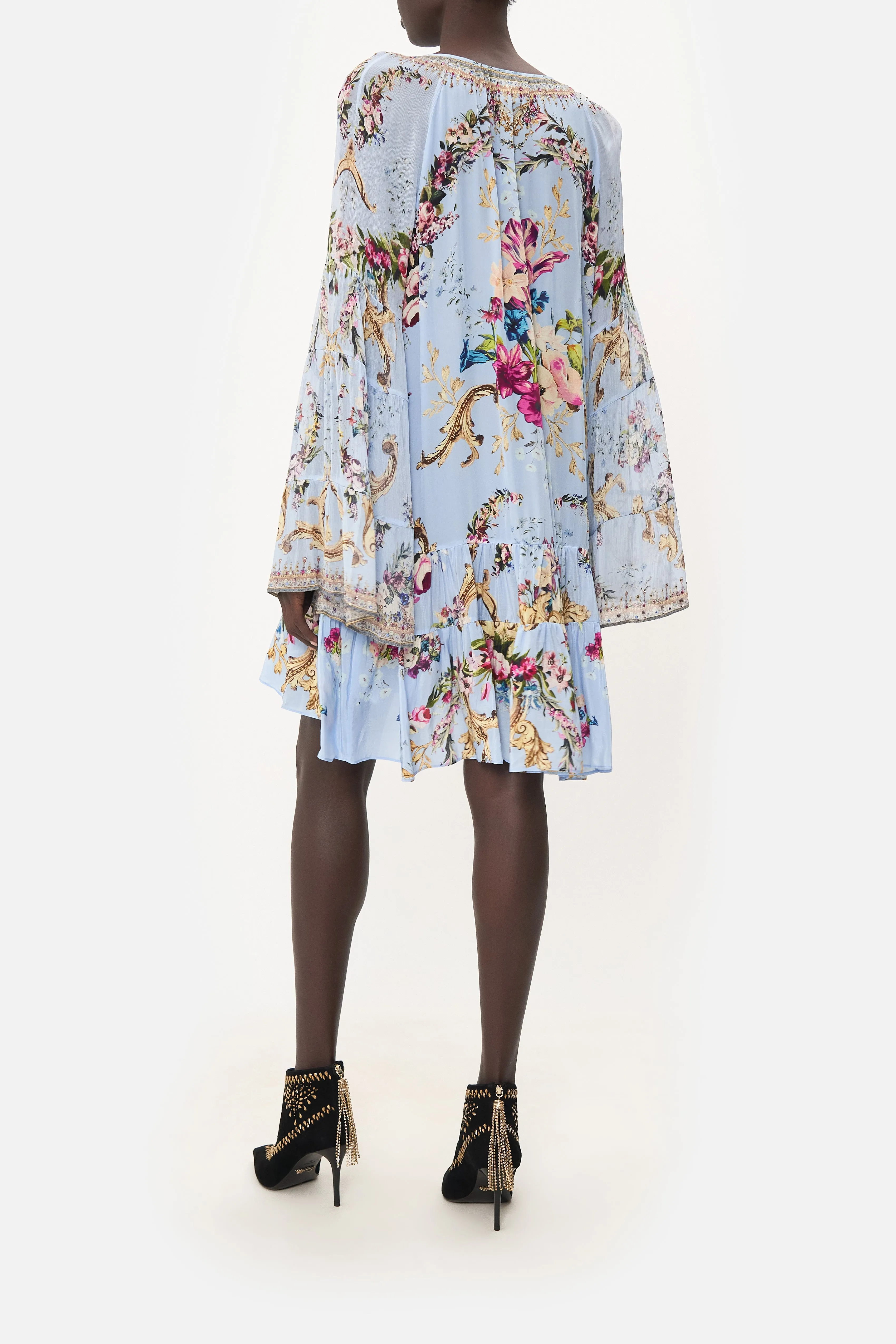 A-LINE GATHERED PANEL DRESS FLORAFUL