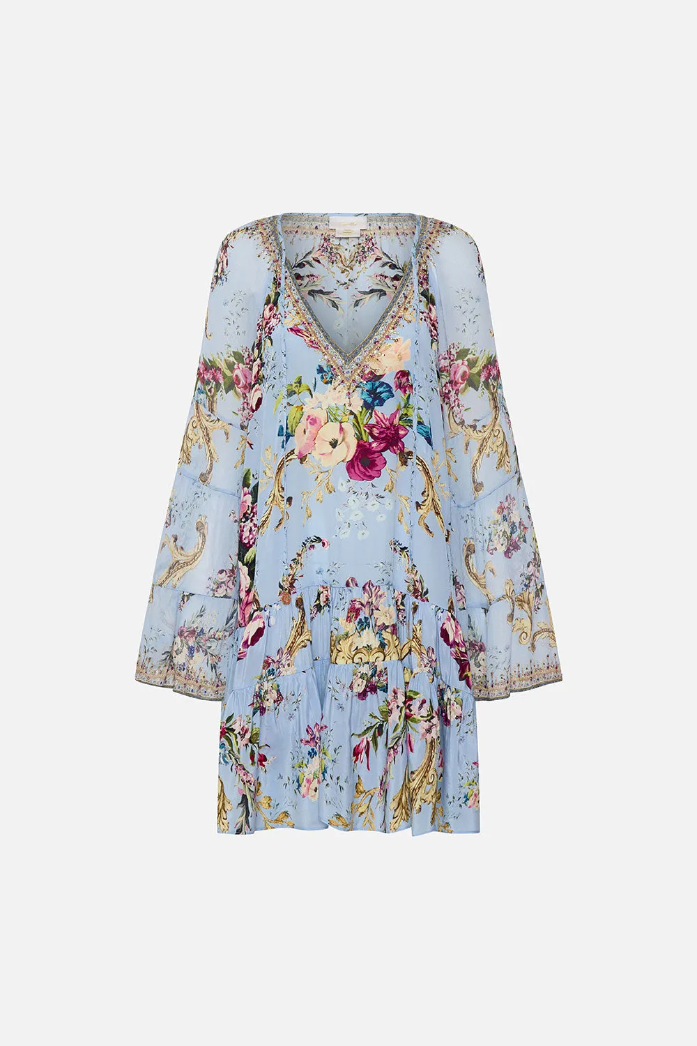 A-LINE GATHERED PANEL DRESS FLORAFUL