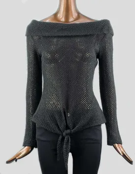 ANON Charcoal Knit Sweater With Front Tie - Small