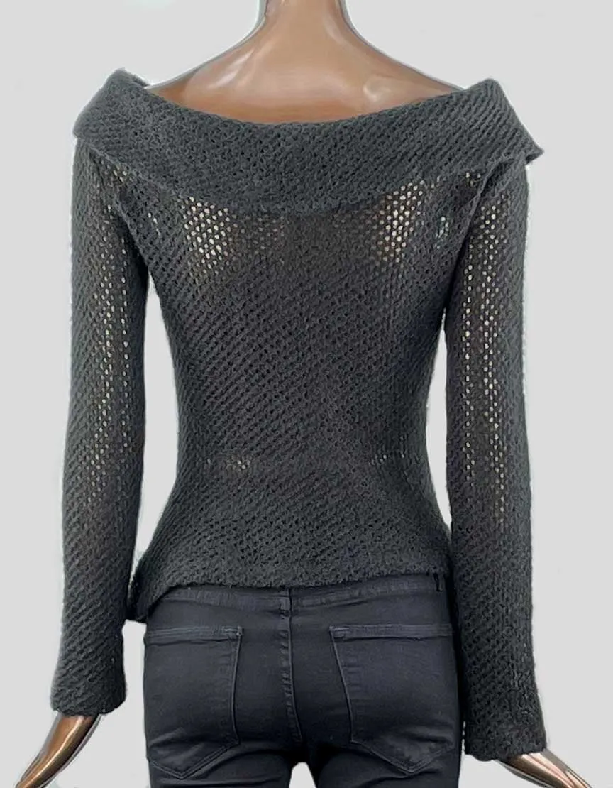 ANON Charcoal Knit Sweater With Front Tie - Small