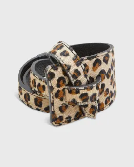 Asymmetrical Loop Thru Belt in Mini Leopard Printed Calf Leather