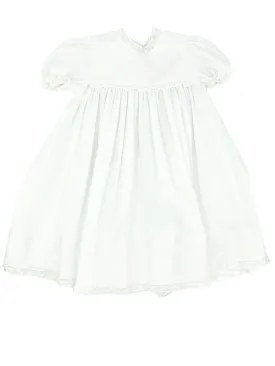 Auraluz White Lace Dress with Embroidered White Flowers