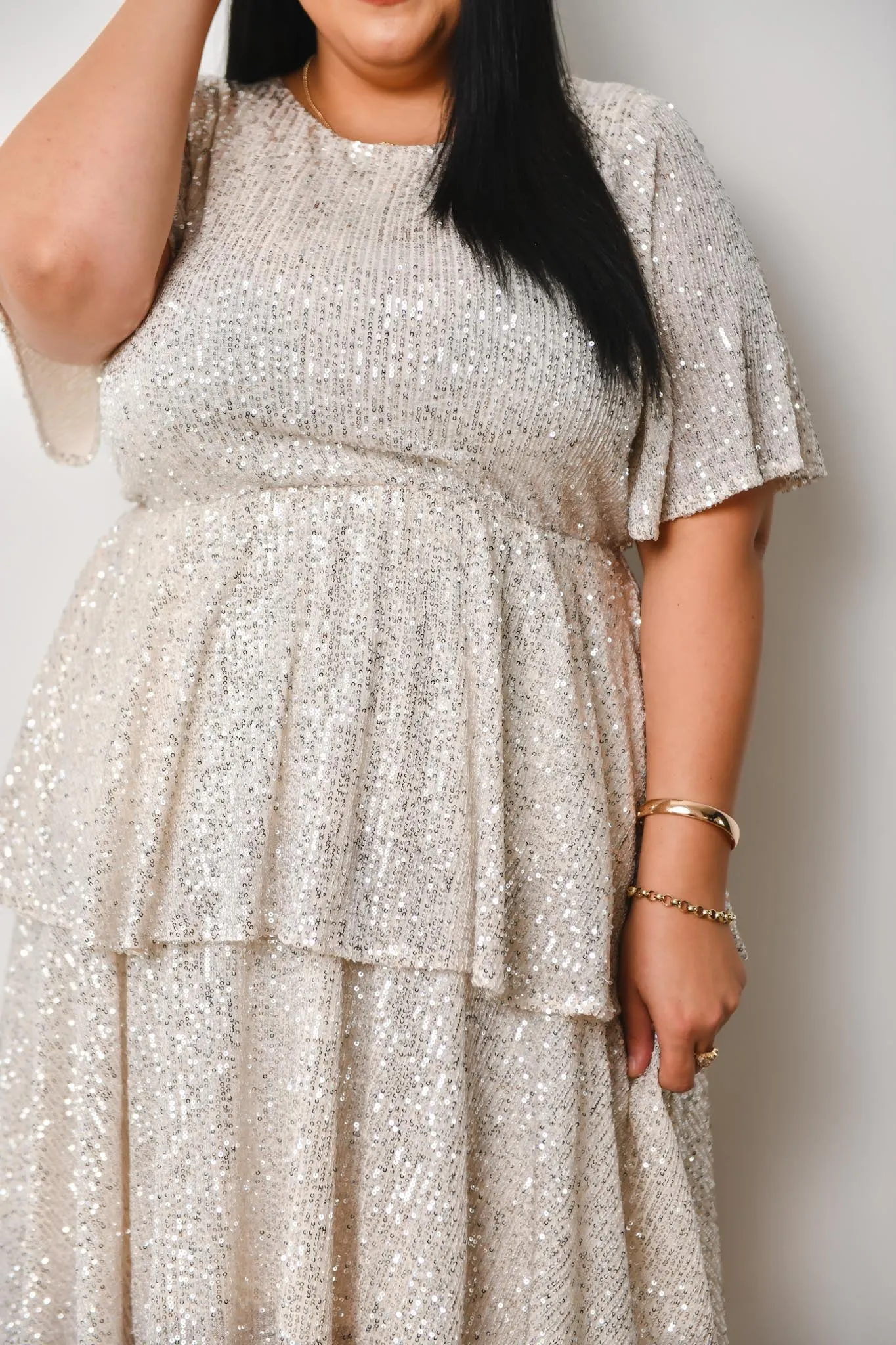 Avery Sequin Dress - cream