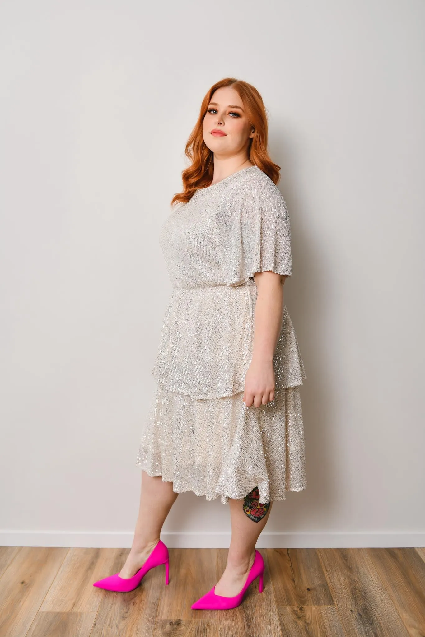 Avery Sequin Dress - cream