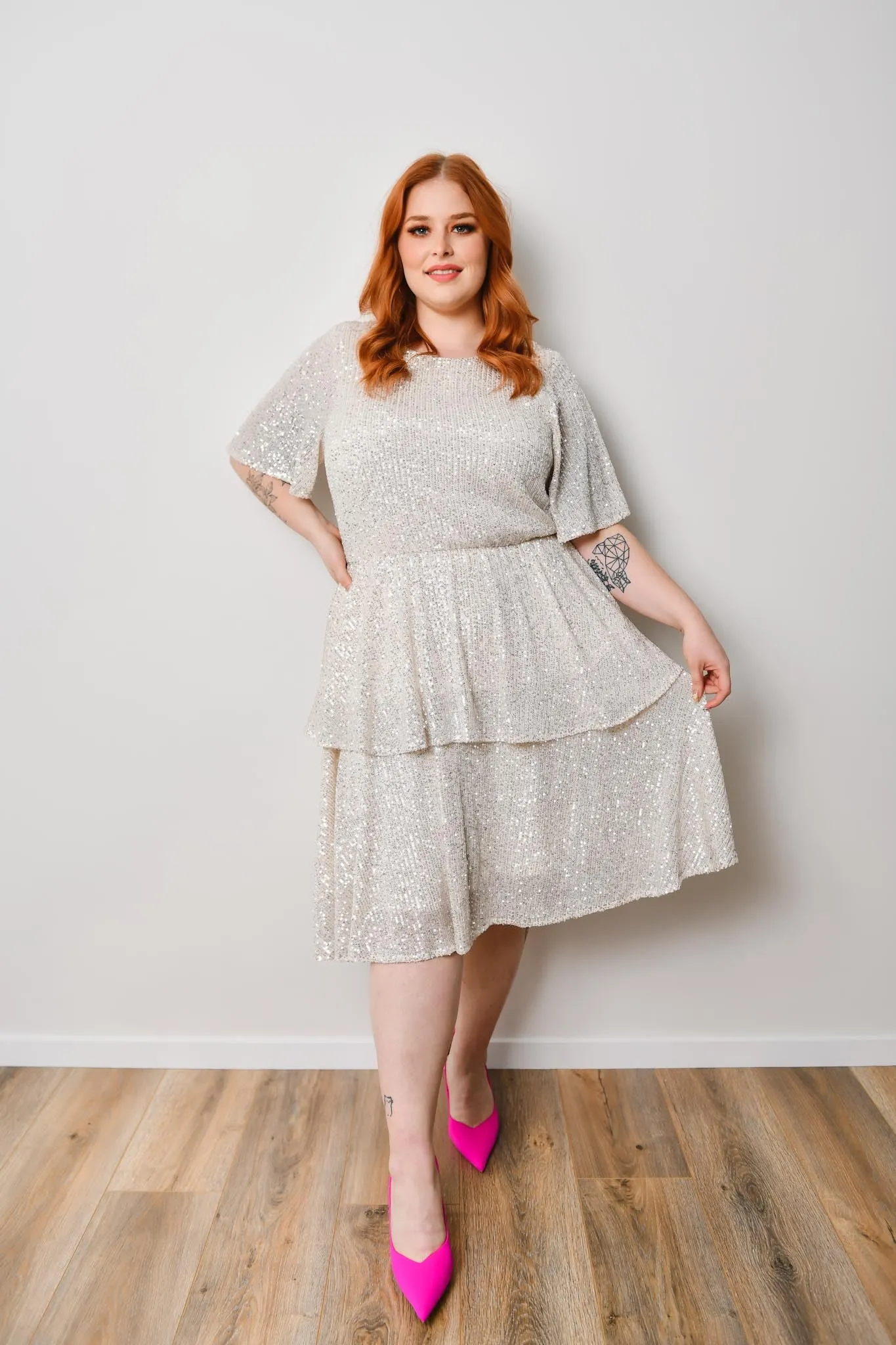 Avery Sequin Dress - cream