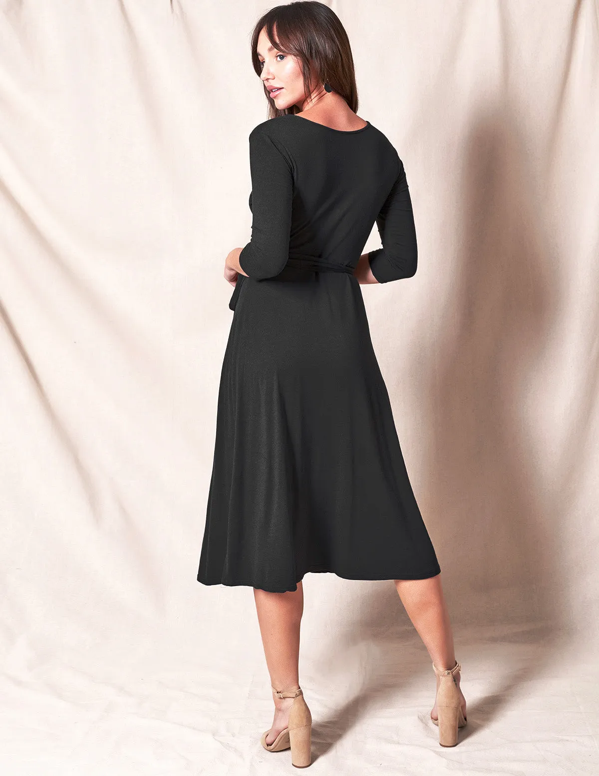 Bamboo / Organic Cotton Wrap Dress - Black- Large and XL Only