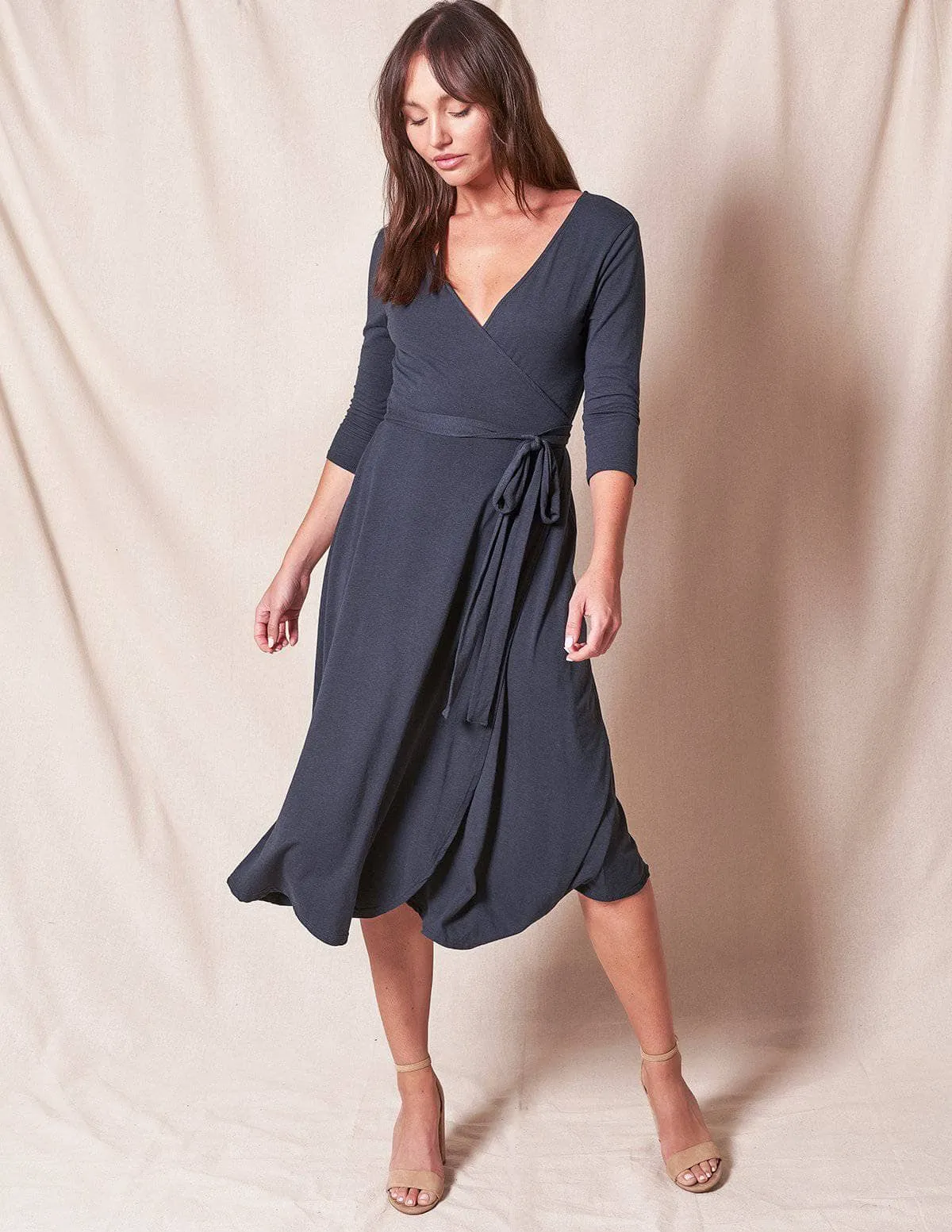 Bamboo / Organic Cotton Wrap Dress - Titanium Large and XL Only