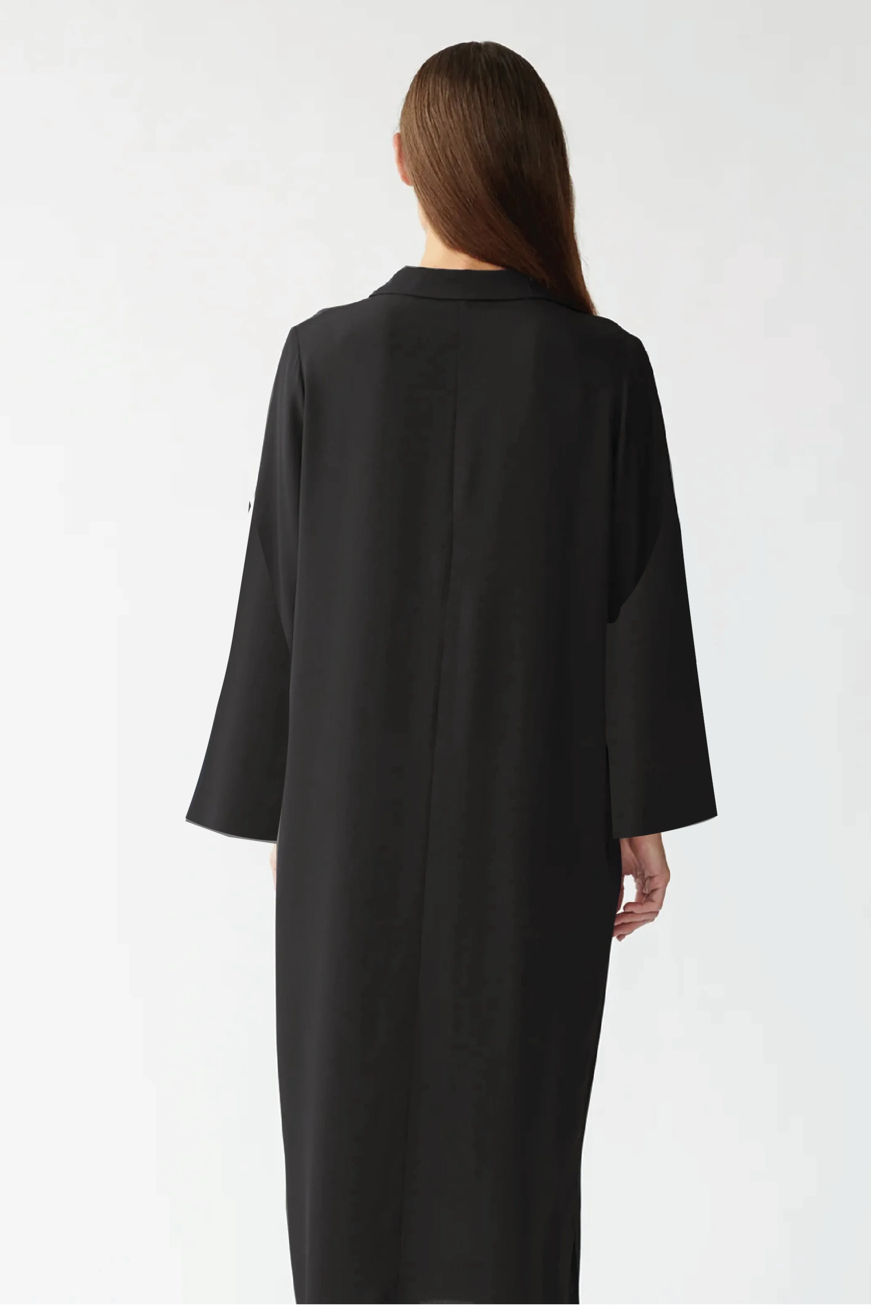 BARNEY LS SHIRT DRESS - BLACK - SILK GEORGETTE