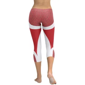 Beehive Geometric Capris Scarlet Red