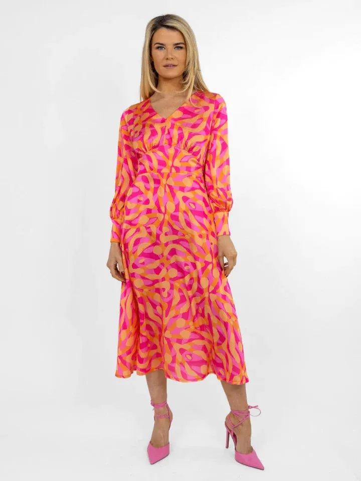 BIRKIN MIDI DRESS (PINK/ORANGE)