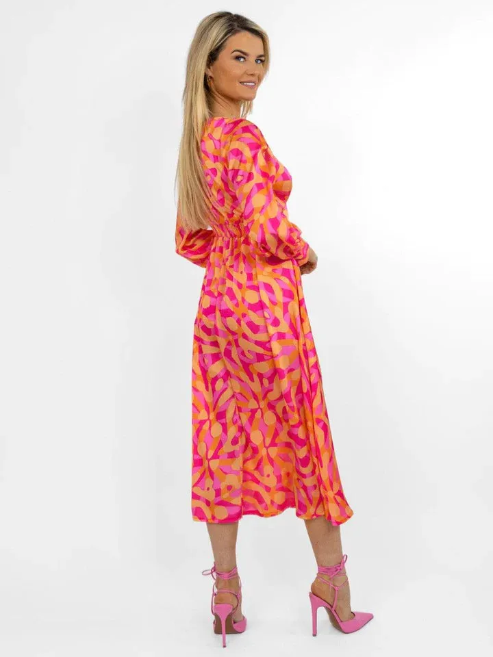 BIRKIN MIDI DRESS (PINK/ORANGE)