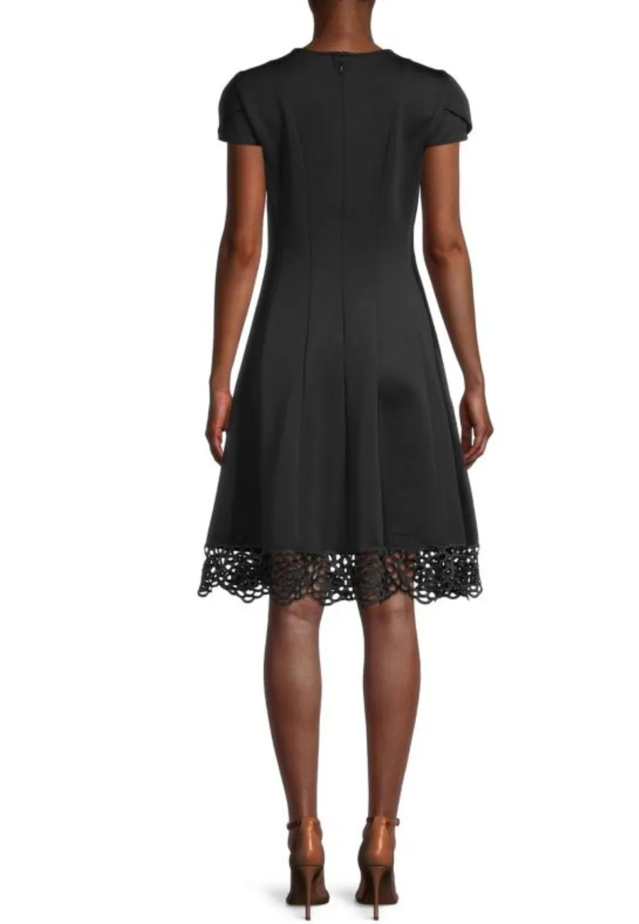 Black Lace-Trim A-Line Mini Dress