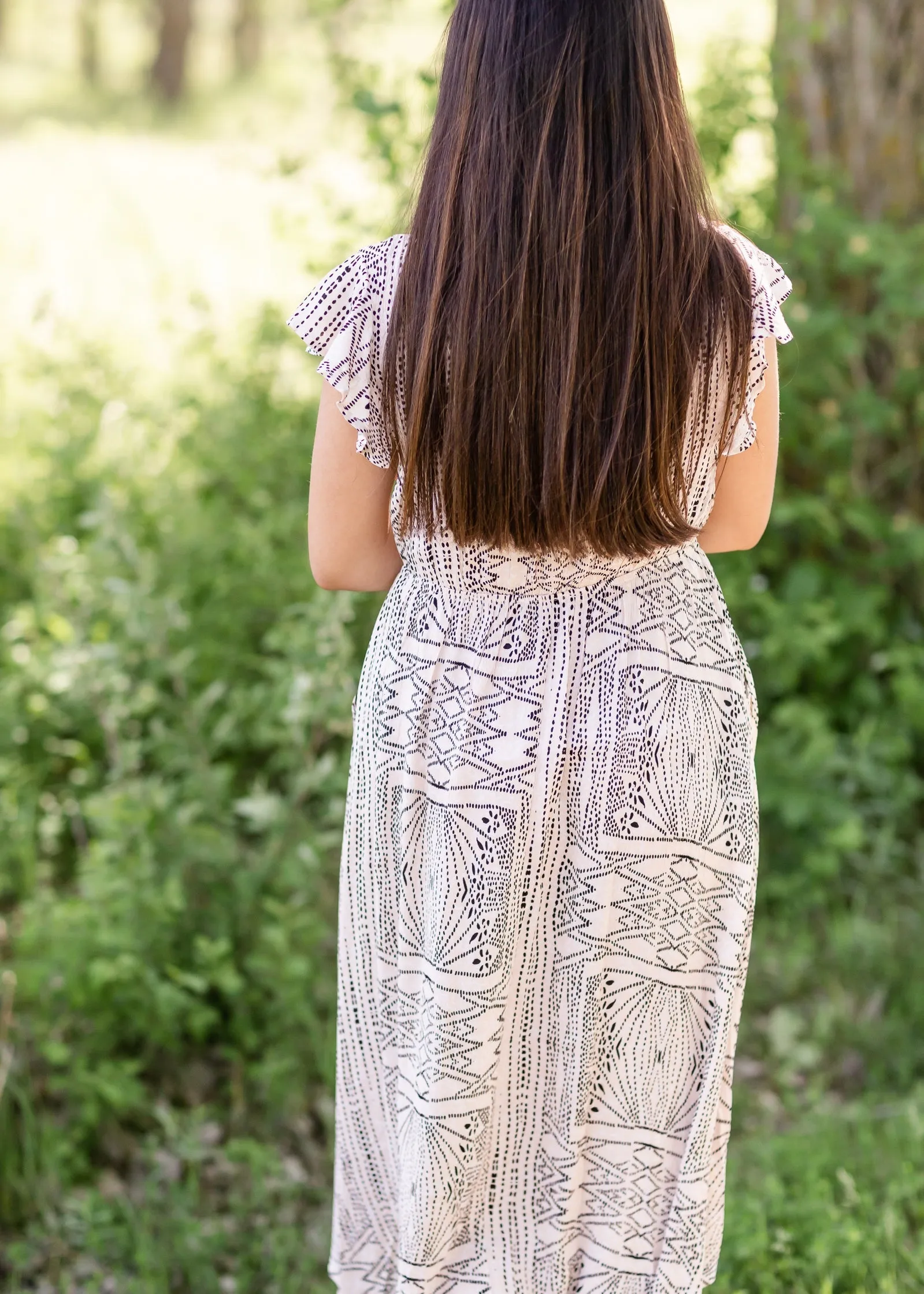 Black Mix Geometric Print Dress