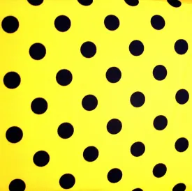 Black Polka Dots on Yellow Nylon Lycra Swimsuit Fabric