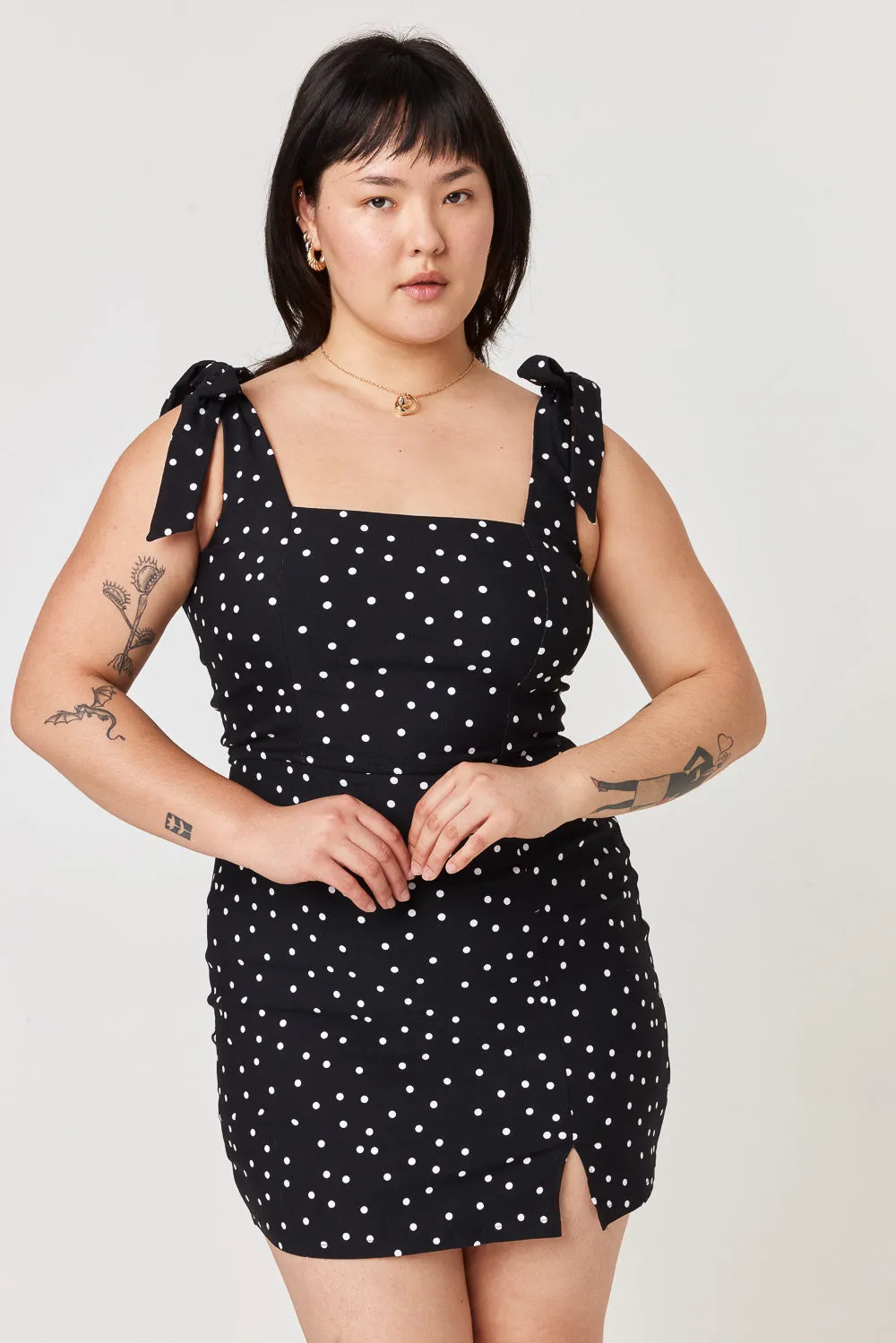 Black White Dot Slim Dress