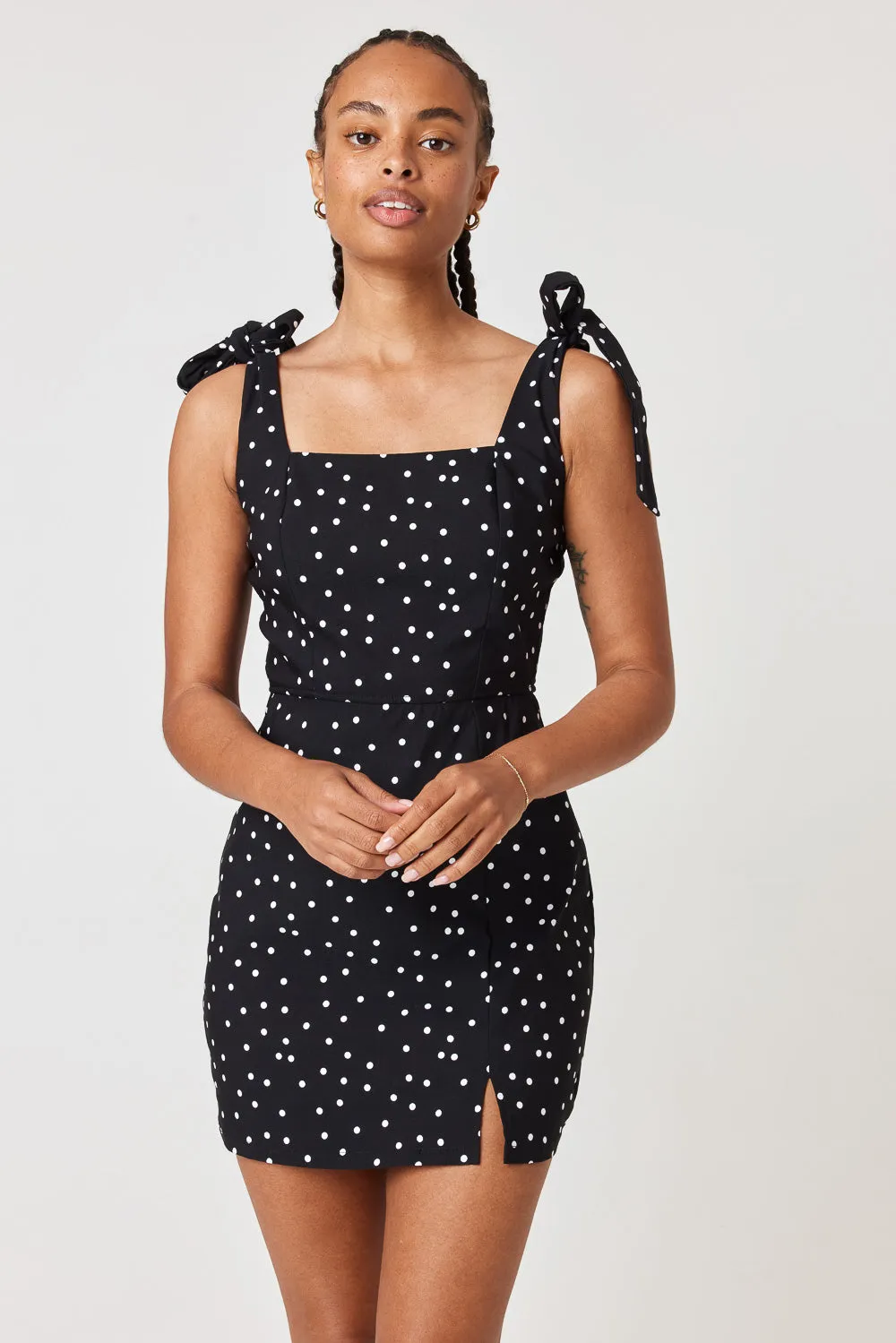 Black White Dot Slim Dress