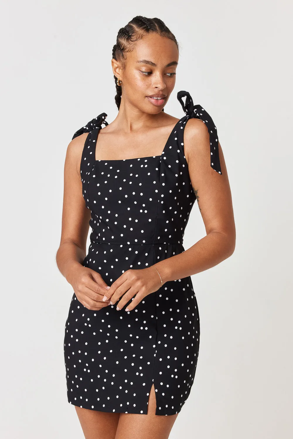 Black White Dot Slim Dress