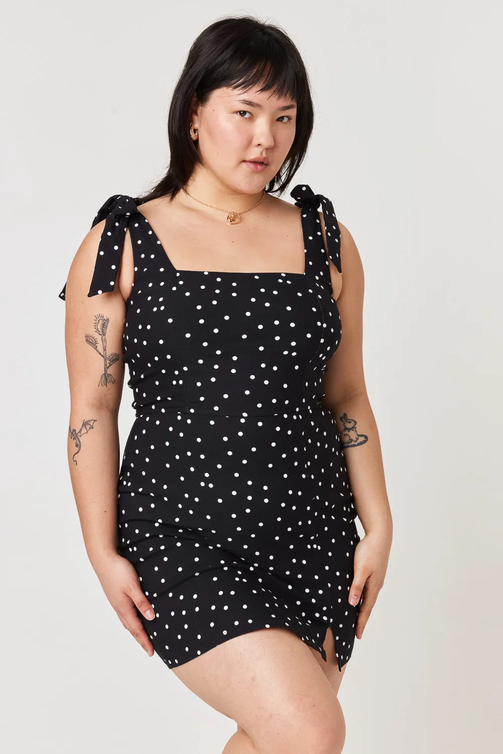 Black White Dot Slim Dress