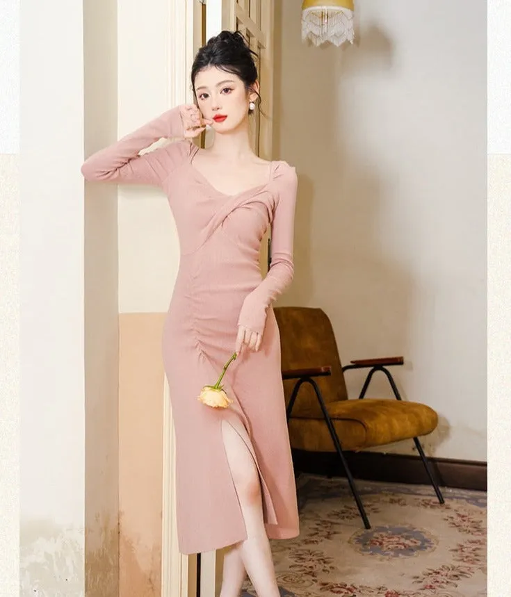 Blush Pink Knitted Stretch Dress