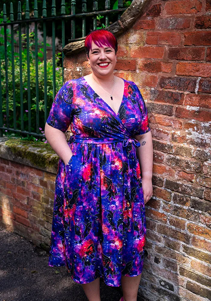 Celestia Dragon Galaxy Print Midi Dress