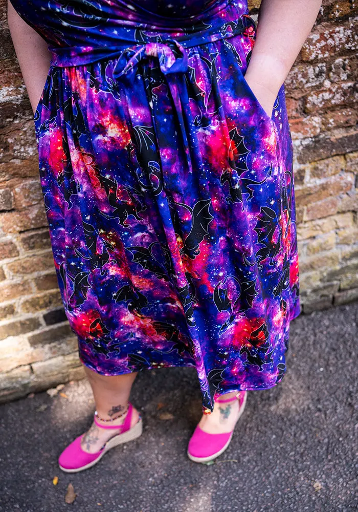 Celestia Dragon Galaxy Print Midi Dress