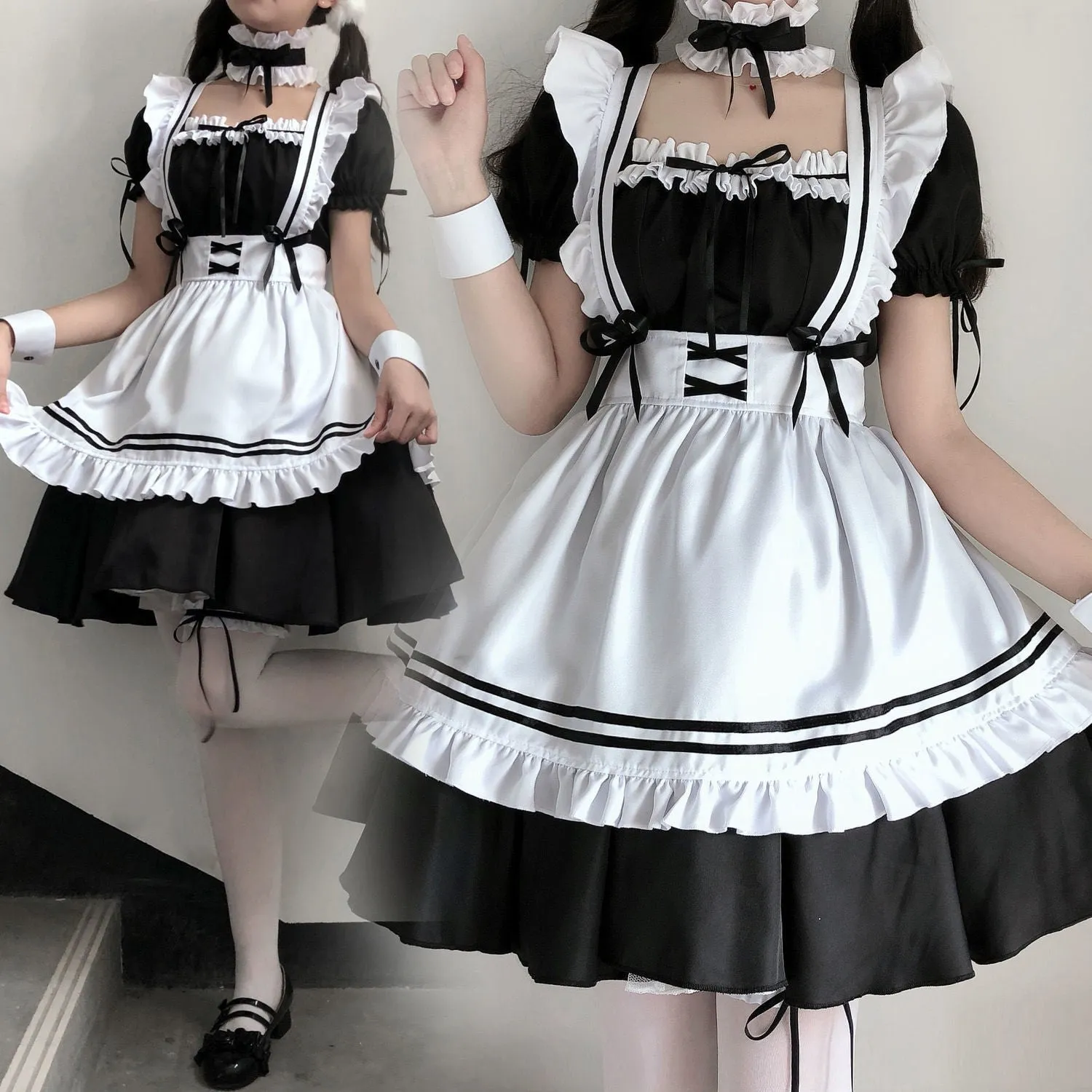 Cheap Frilly Lockable Maid Anime Cosplay Dress Costume