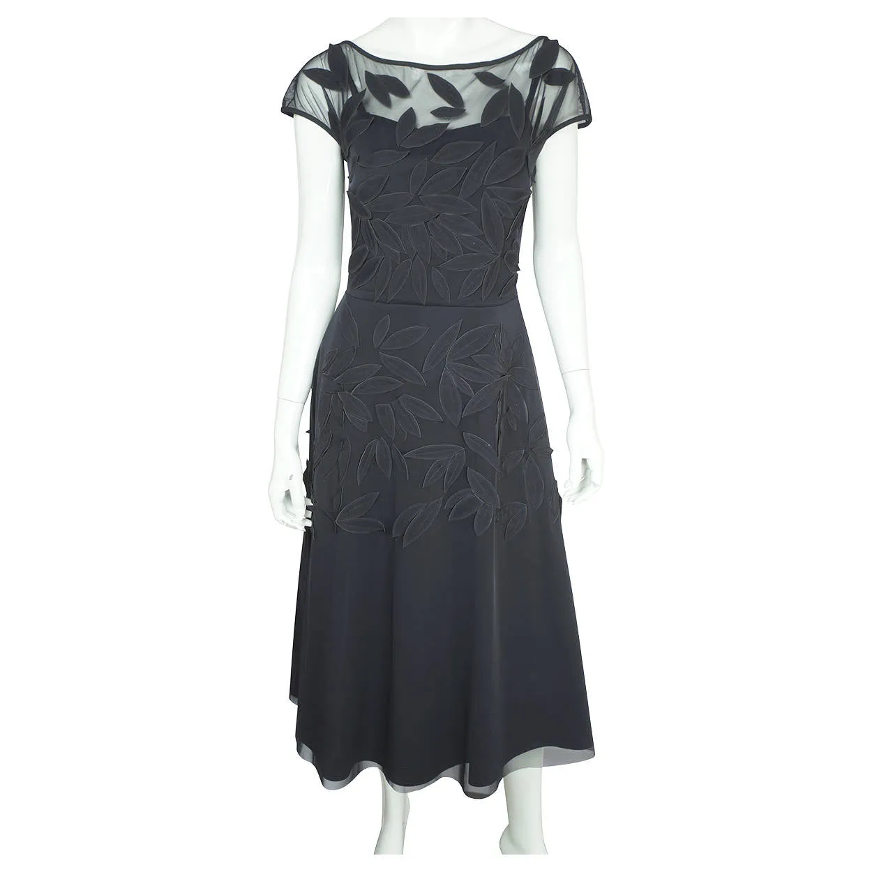 Chiara Boni Dress La Petite Robe Couture Black with Leaf Applique Size M L