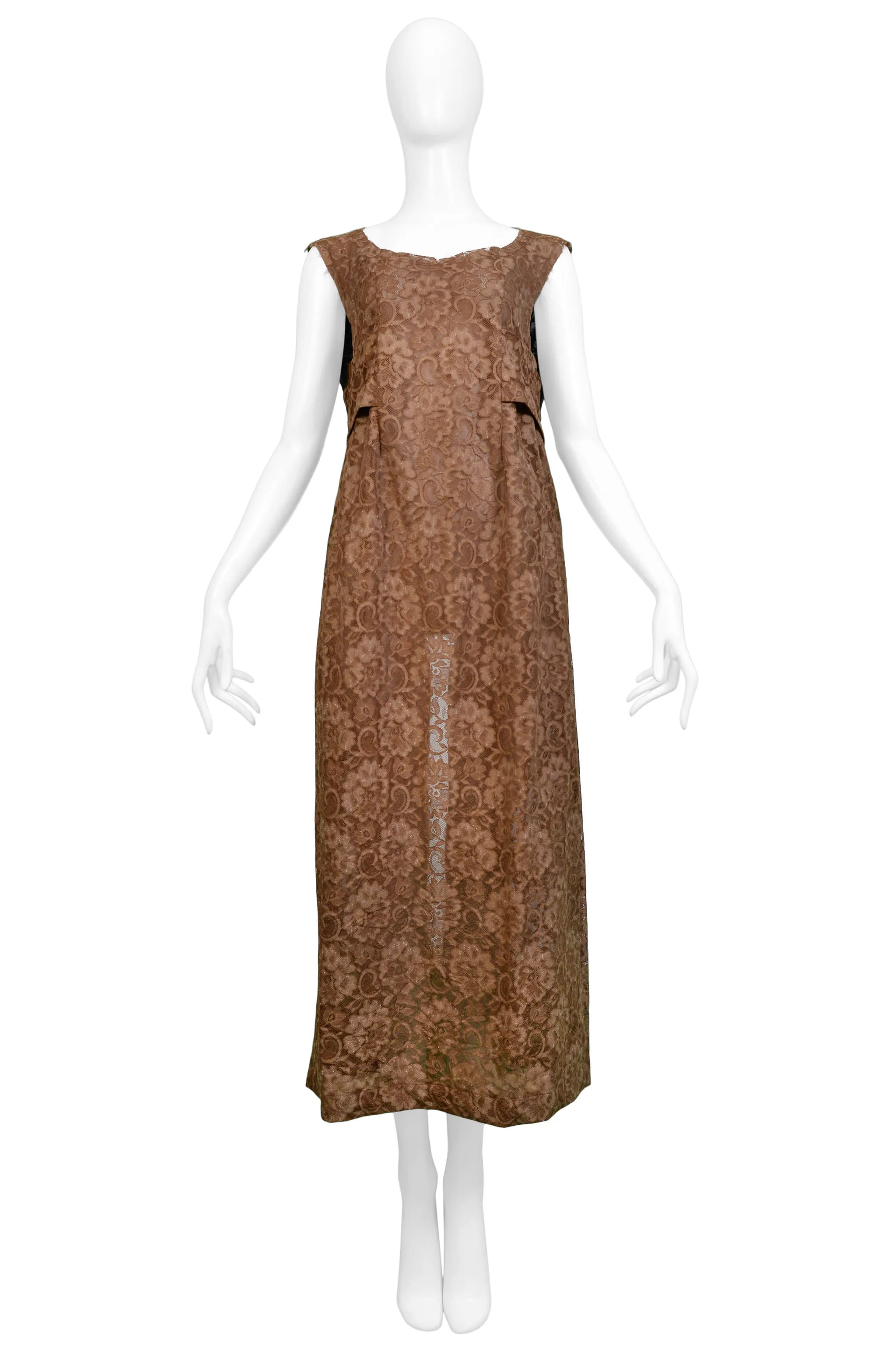 COMME DES GARCONS BROWN LACE APRON DRESS