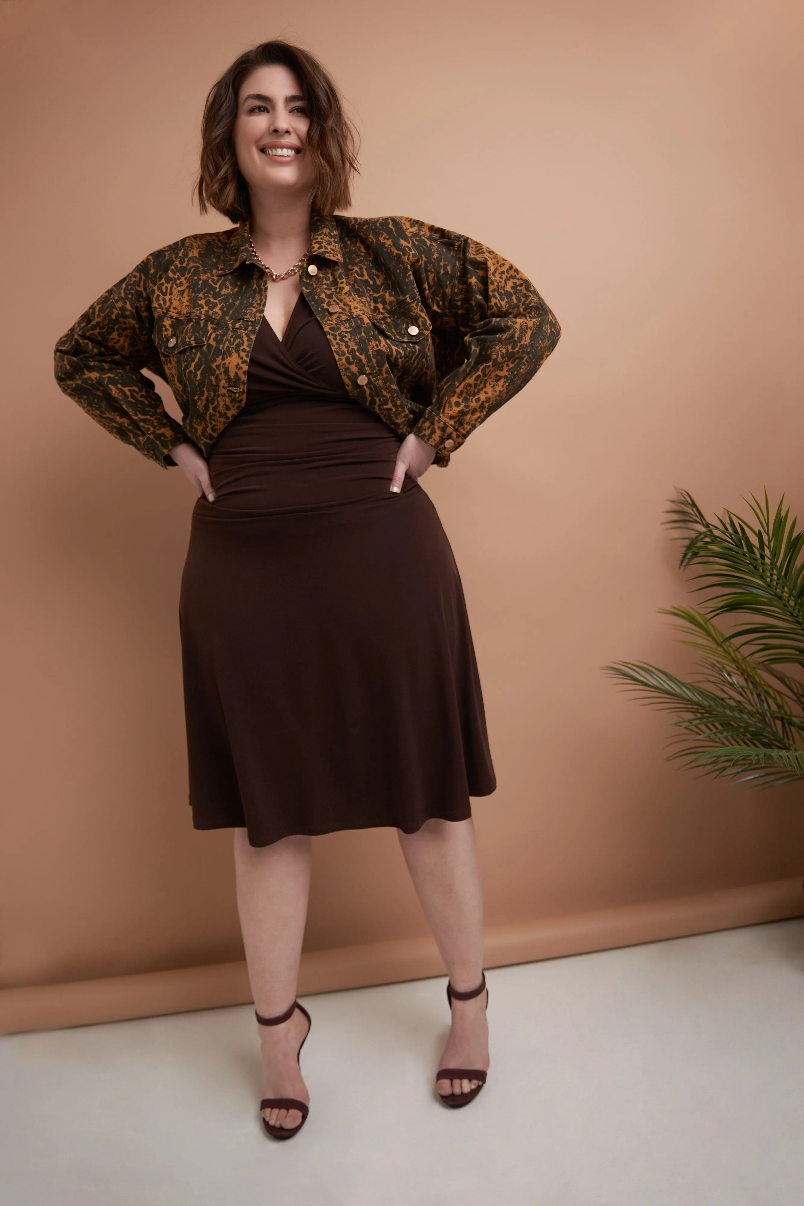 Curvy Form-Fitting Ruched Dress with Tummy Control