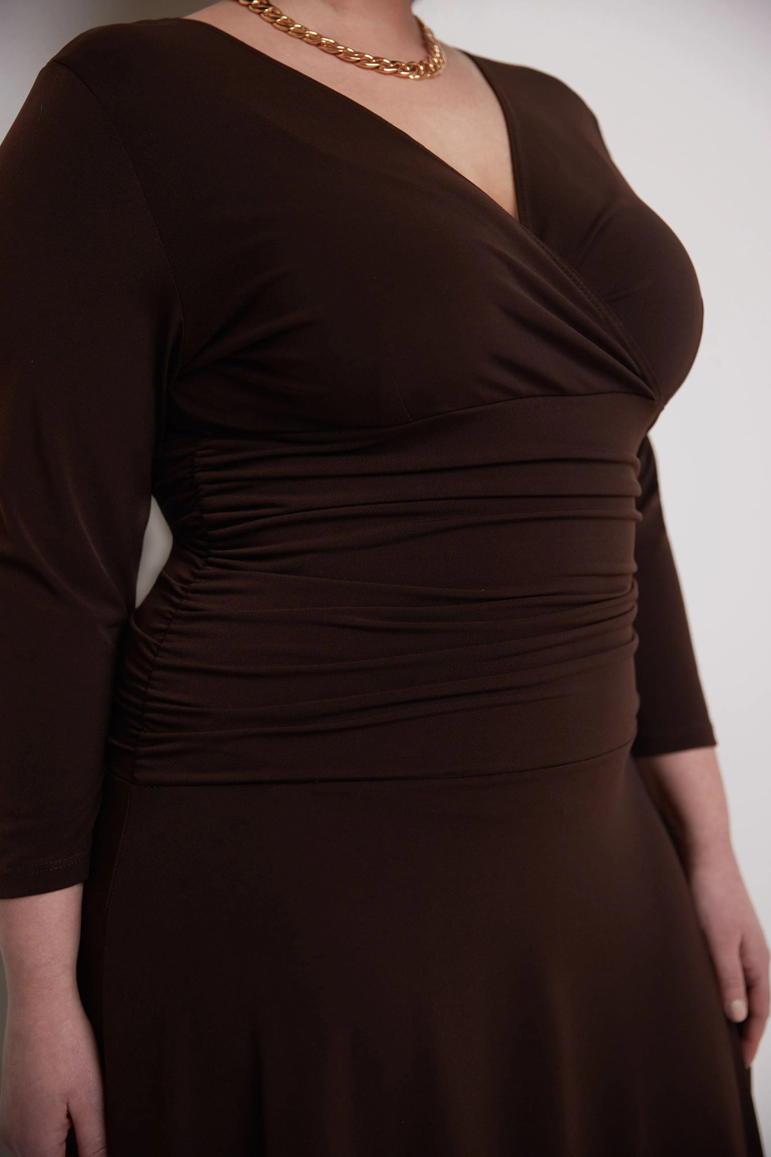 Curvy Form-Fitting Ruched Dress with Tummy Control