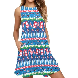 Disney Lilo And Stitch 626 Line Sleeveless A-Line Pocket Dress