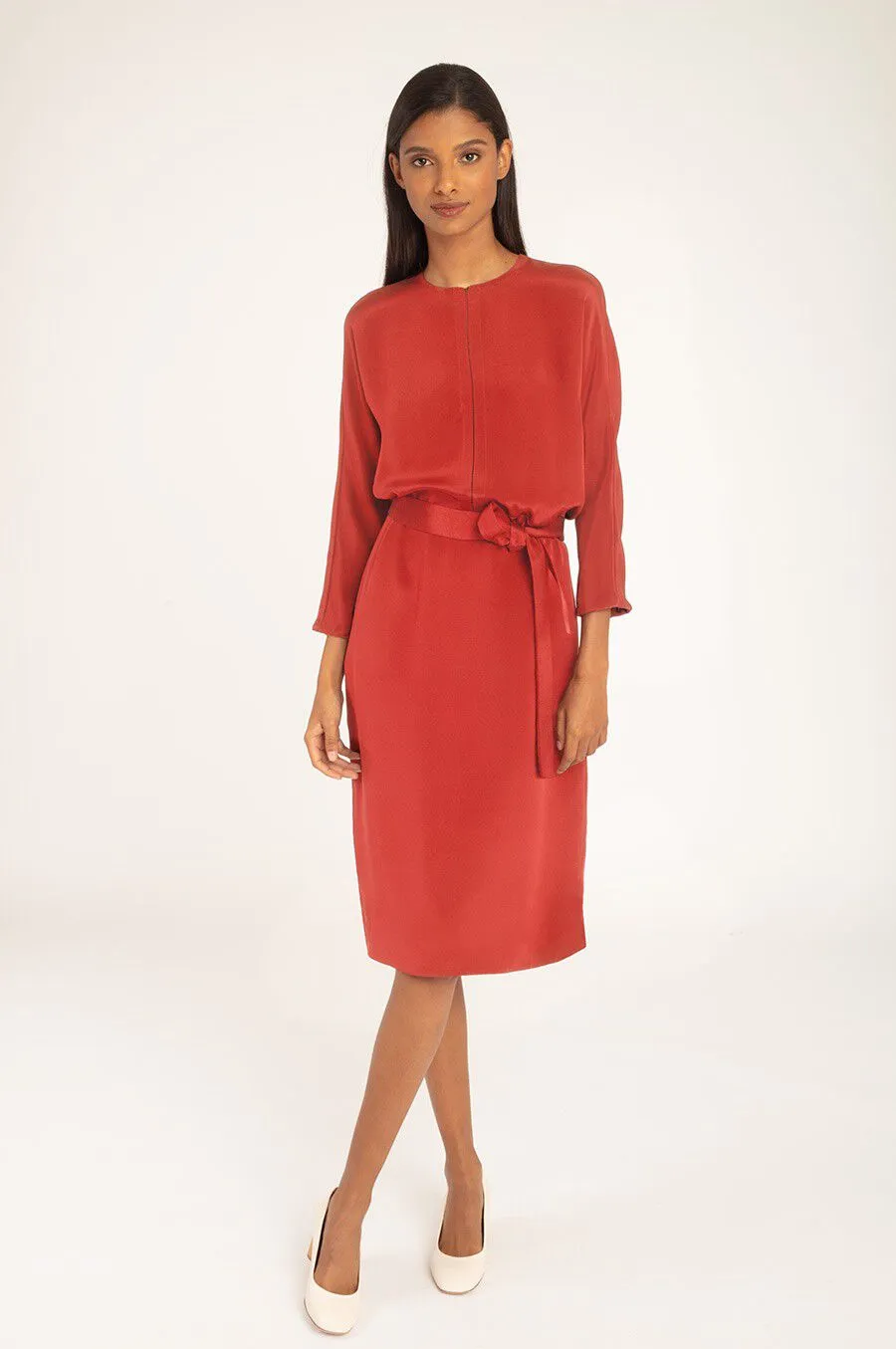 Dolman Sleeve Silk Dress