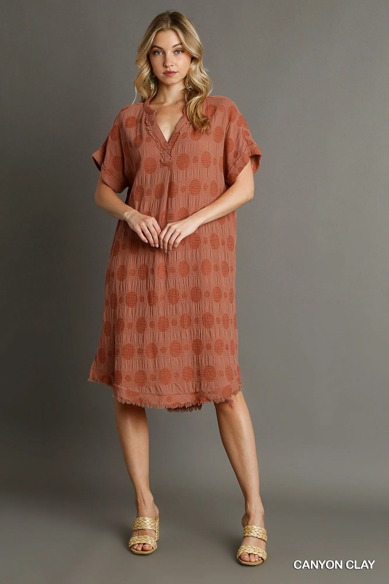 Dot Textured Jacquard Midi Dress