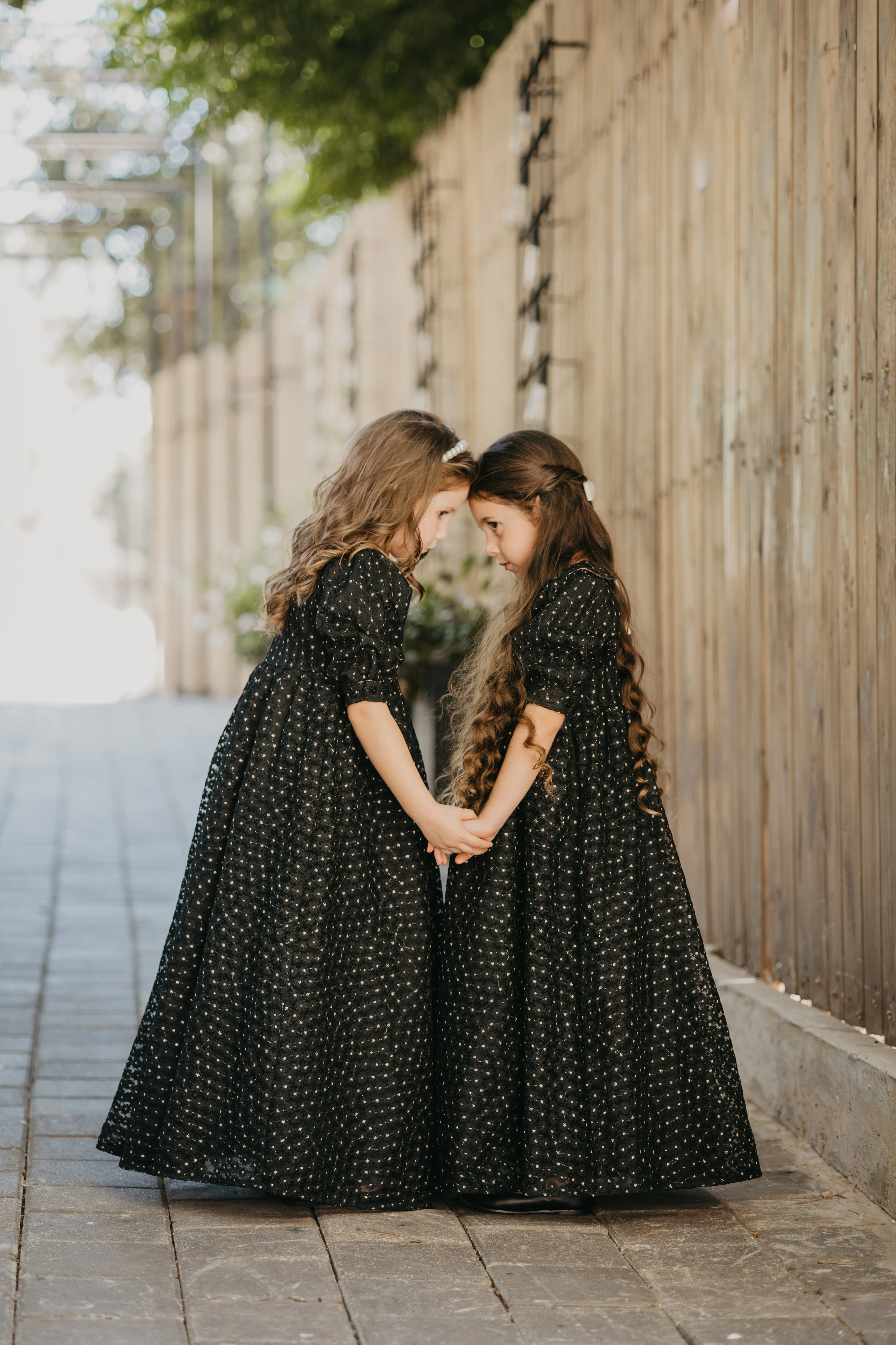 dress madeline gown mini flower with collar - black