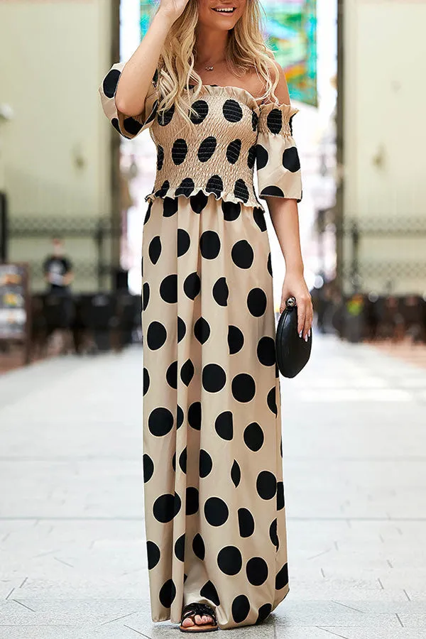 Elastic temperament polka dot printed skirt