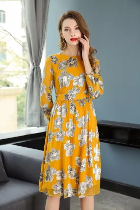 Floral Fitted Waist Midi Dress