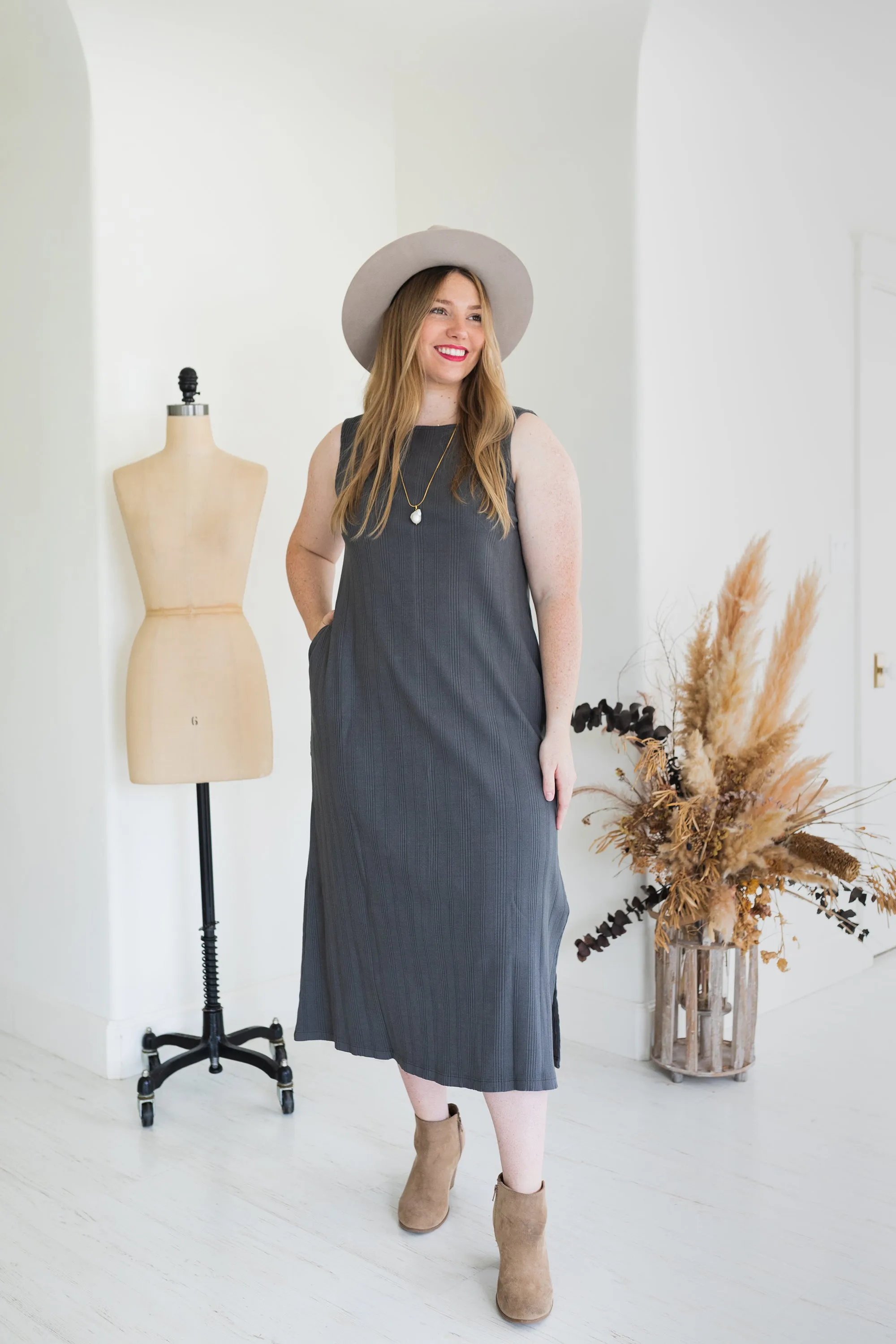 Fortuna Wide Rib Dress - Zinc Grey