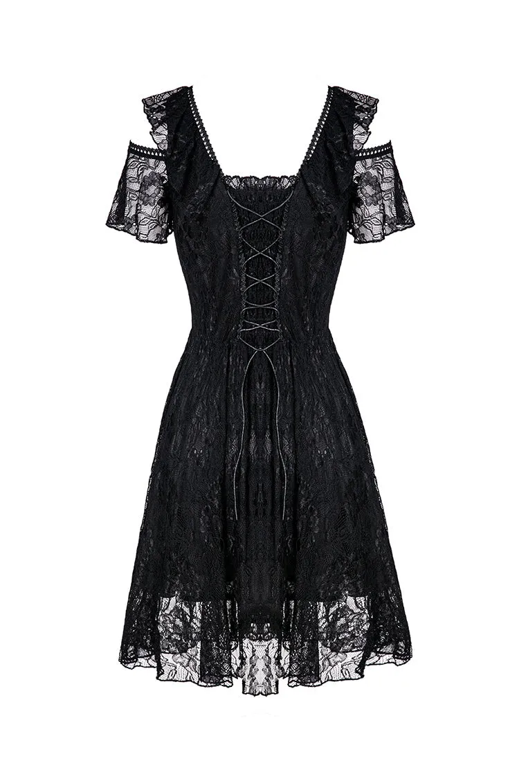 Gothic Black daily lace dress with off Shoulder DW178