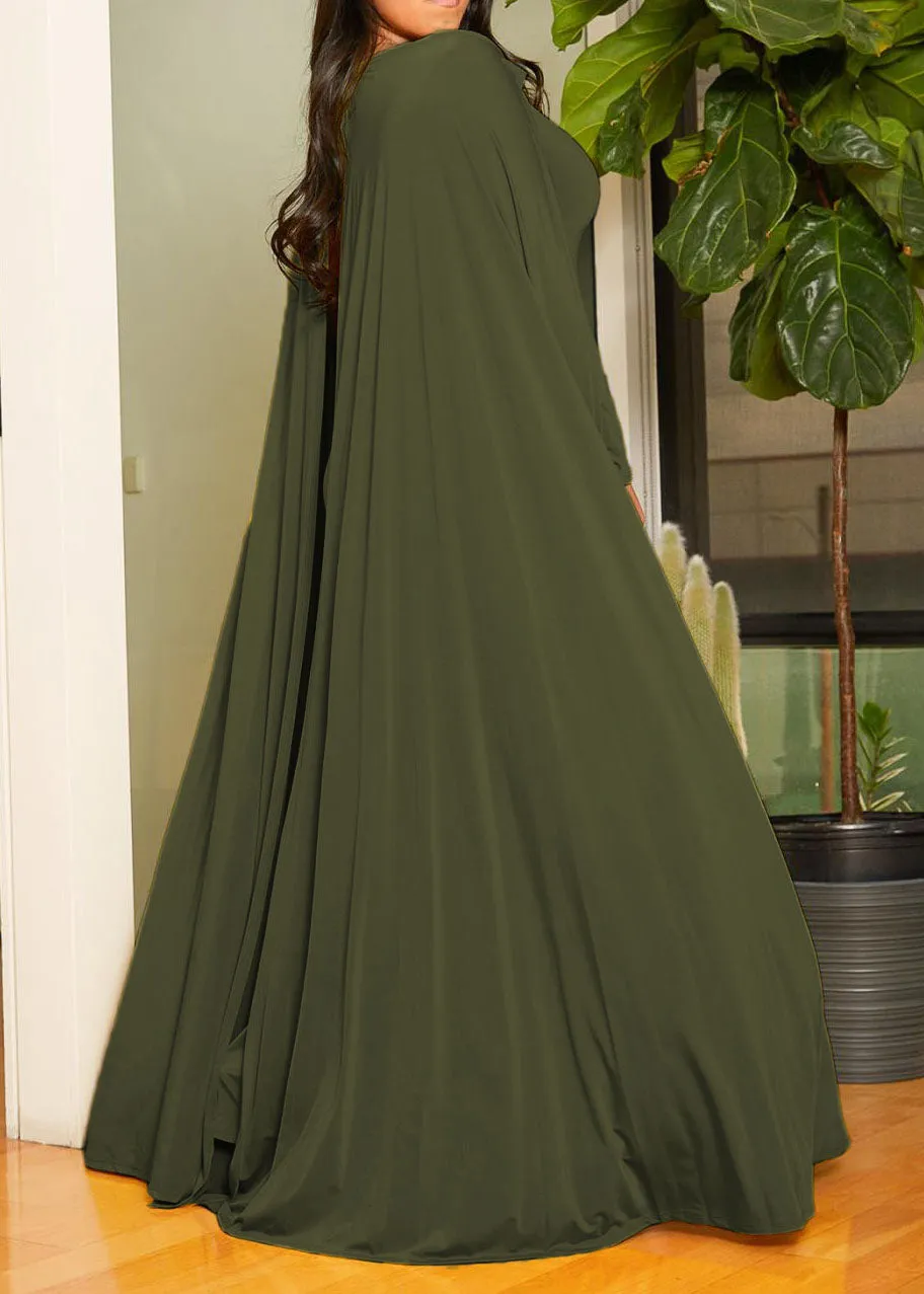 Hi Curvy Plus Size Caped Evening Gown