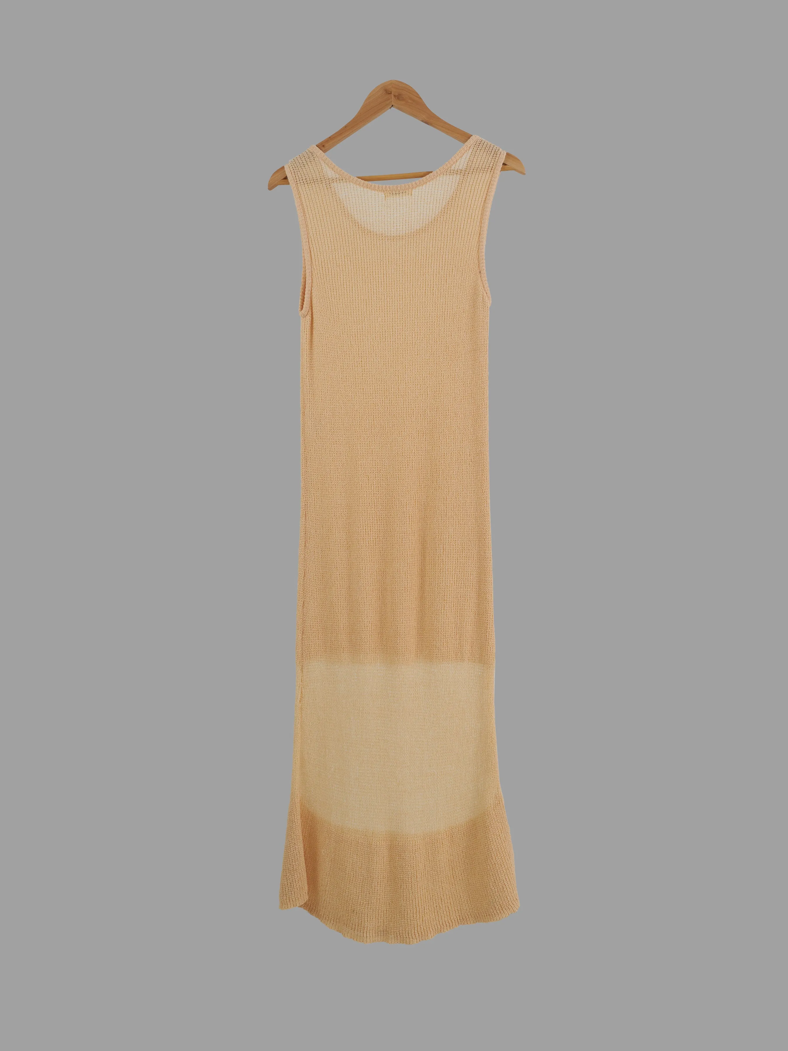 Issey Miyake Plantation 1980s peach cotton nylon knitted sleeveless dress - M S